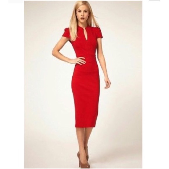ASOS Dresses & Skirts - ASOS pencil body-con Red midi Dress